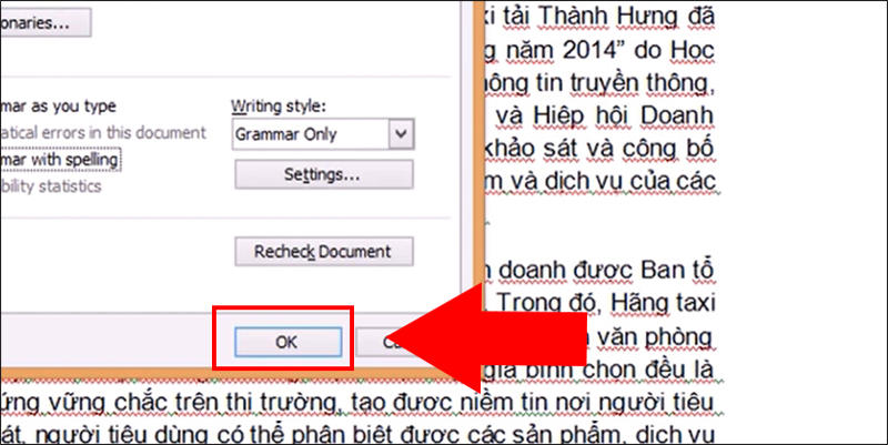 Cách xóa dấu gạch đỏ trong Word 2003 bước 3