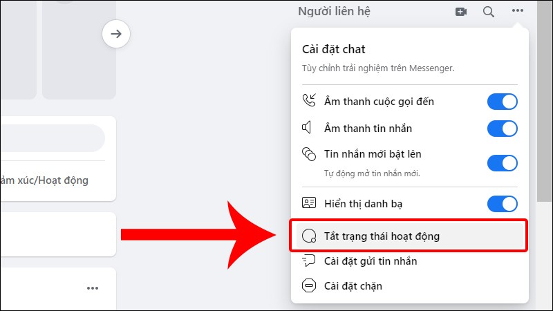 tắt trạng thái online trên Facebook trên máy tính 2