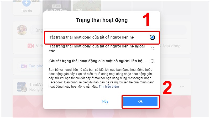 tắt trạng thái online trên Facebook trên máy tính 3