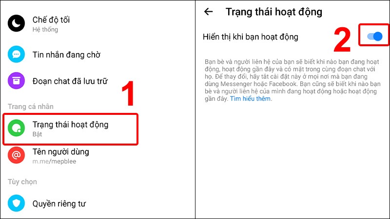 Tắt trạng thái hoạt động trên Messenger 2