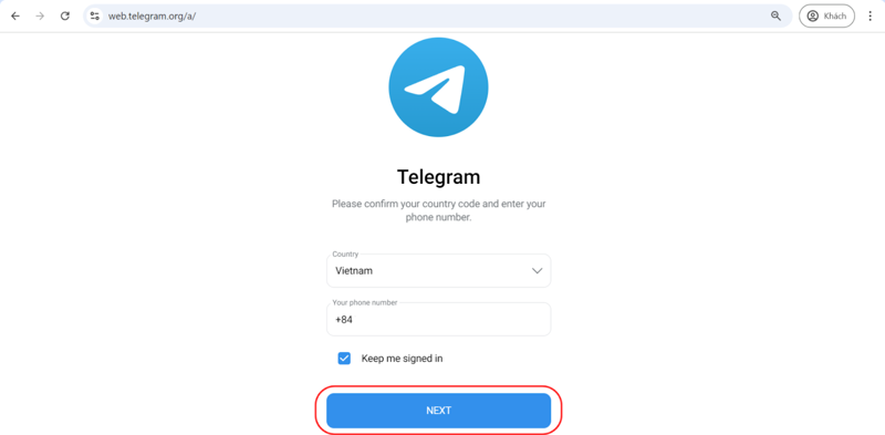 Cách đăng nhập Telegram trên Web bước 3