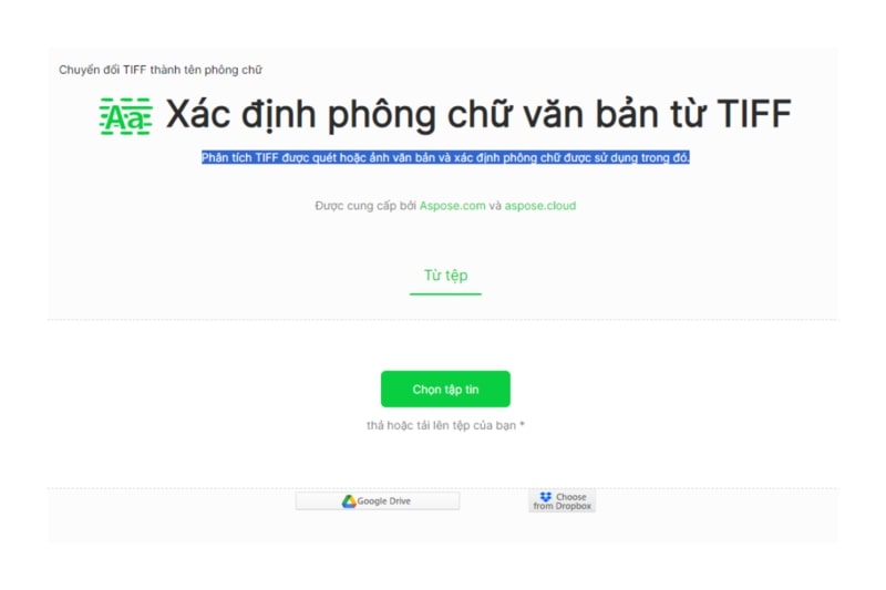 Tìm font chữ bằng hình ảnh online bằng Tiff