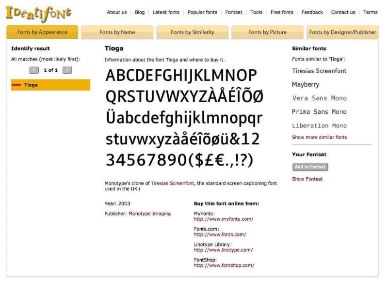 Trang web IdentiFont