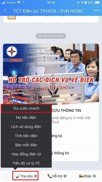 Cách tra cứu tiền điện qua Zalo bước 5