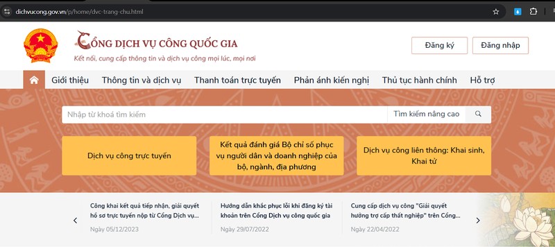 tra số căn cước công dân online băng Cổng dịch vụ công quốc gia