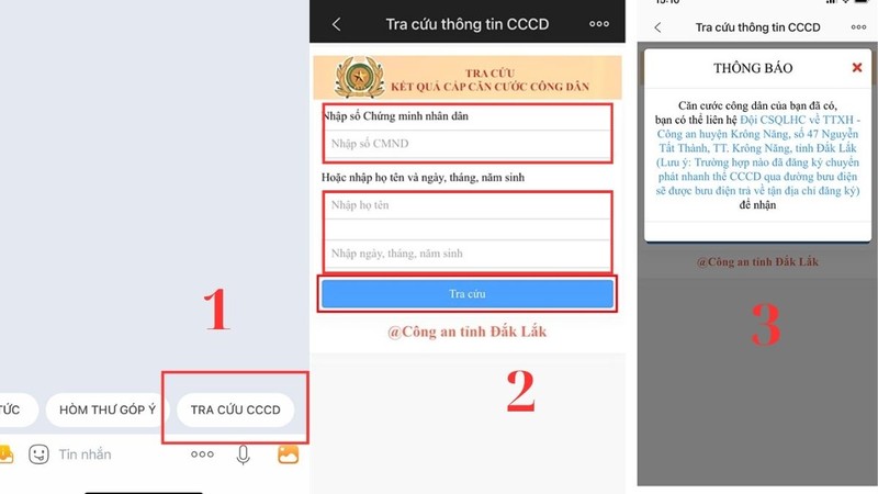 Tra cứu căn cước công dân online qua Zalo 2