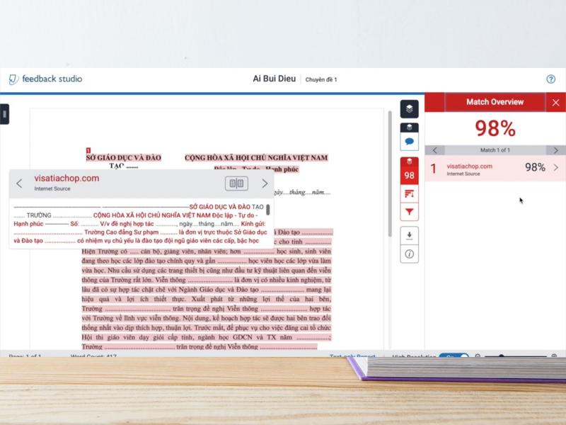 Chi tiết cách sử dụng Turnitin bước 6