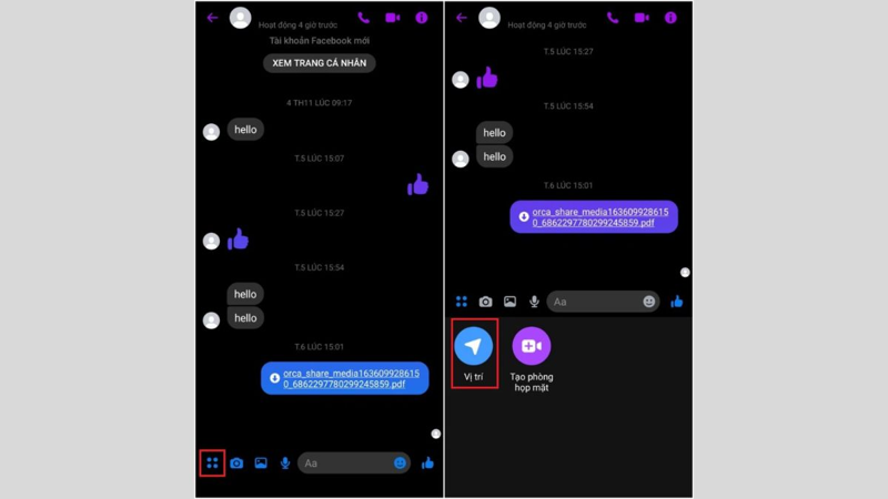 Hướng dẫn định vị vị trí trên Messenger bước 1