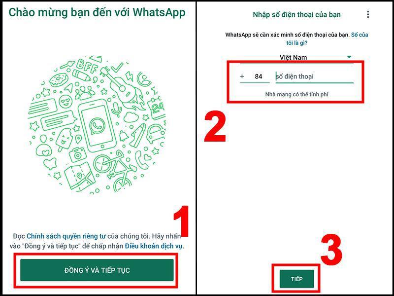 Tải WhatsApp Messenger và đăng ký tài khoản trên điện thoại bước 2