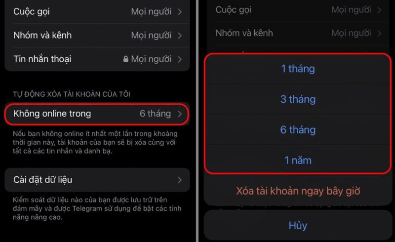 Cách xóa tài khoản Telegram bước 3