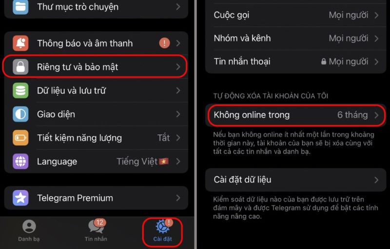 Cách xóa tài khoản telegram ngay lập tức bước 3