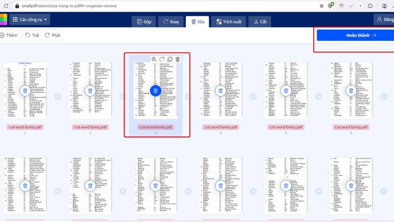 Sử dụng web SmallPDF xóa trang bất kỳ trên file PDF bước 3