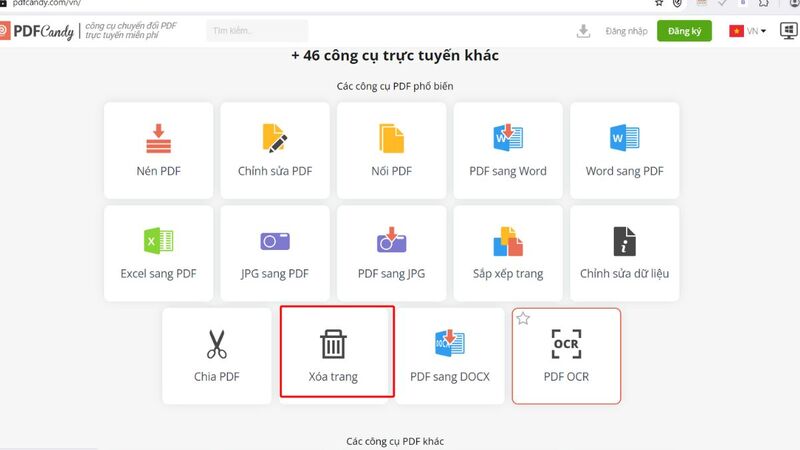 Xóa trang trên file PDF nhanh chóng với PDFcandy bước 1