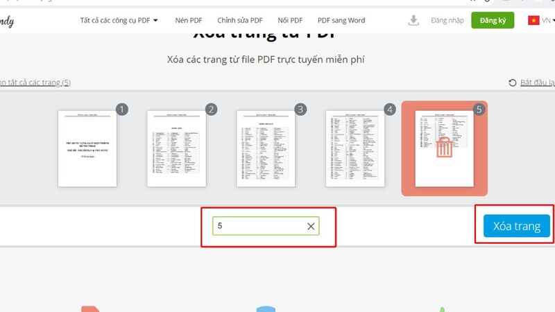 Xóa trang trên file PDF nhanh chóng với PDFcandy bước 3