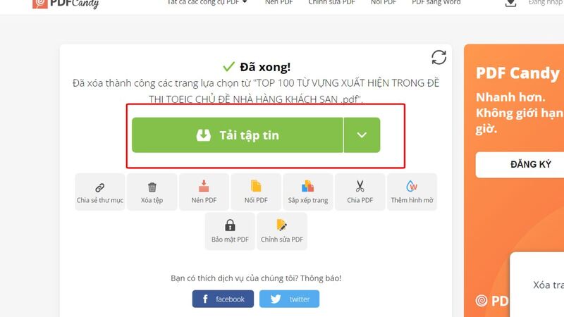 Xóa trang trên file PDF nhanh chóng với PDFcandy bước 4