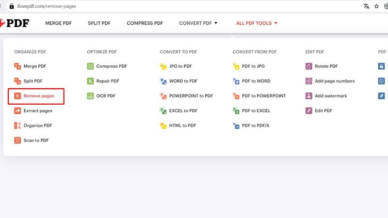  Mở website I Love PDF để xóa trang PDF bước 1
