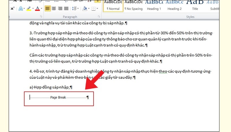 Cách xóa trang trắng trong Word do Page Break/Section Break trường hợp 1