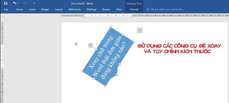 Cách xoay chữ trong Word sử dụng Shapes bước 2