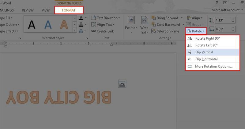 Cách xoay chữ trong Word bằng WordArt bước 3