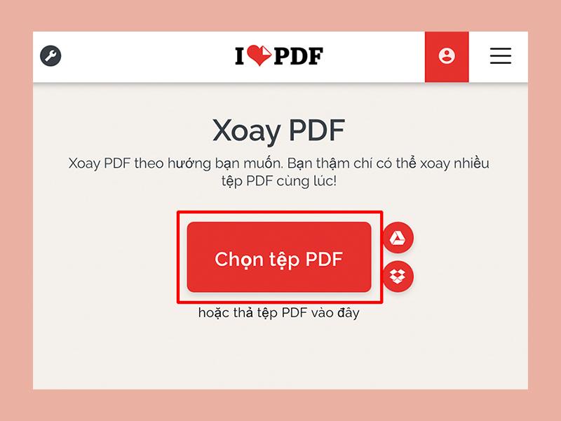 Xoay file PDF online tiện lợi trên IlovePDF  bước 1