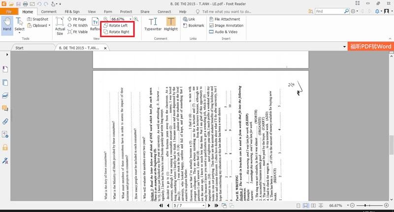 Cách xoay file PDF bị ngược với phần mềm PDF Foxit Reader bước 3