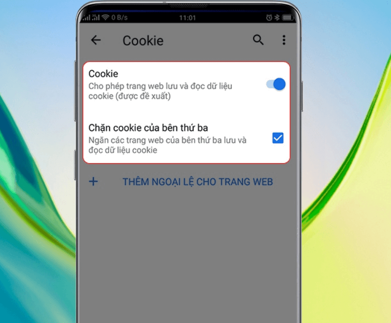 Cách nhảy cookie bên trên điện thoại thông minh Android qua quýt trình duyệt Cốc Cốc 