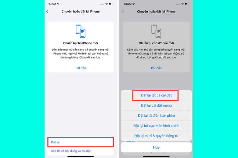 Khôi phục cài đặt gốc của điện thoại để khắc phục iPhone bắt sóng yếu