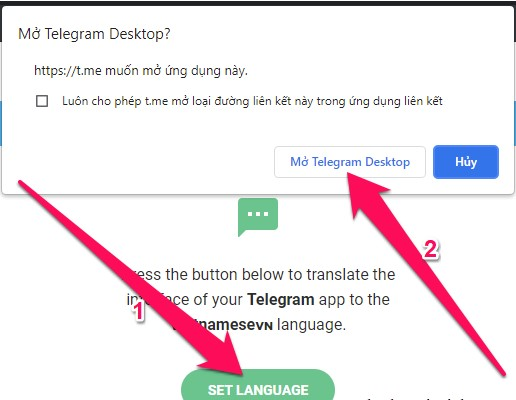 Cài giờ Việt mang lại Telegram bên trên PC bước 2