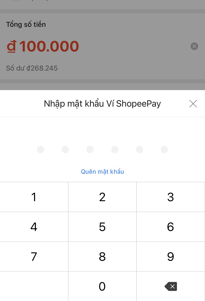 Chuyển tiền từ ShopeePay sang số điện thoại của người khác đã đăng ký shopee pay bước 5