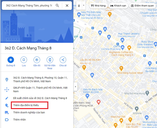 Cách ghim vị trí bên trên Google Maps sử dụng máy tính bước 3