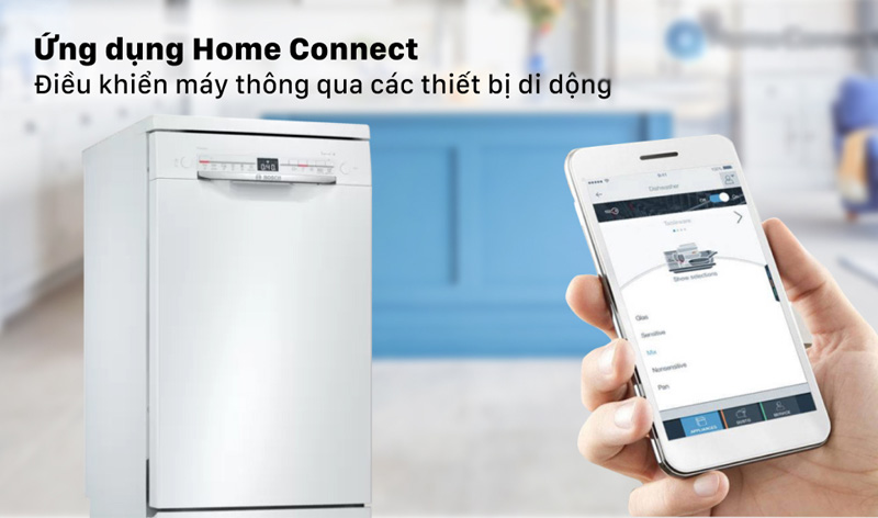 Bosch SMS2ITW04E - Series 2 kết nối với app Home Connect
