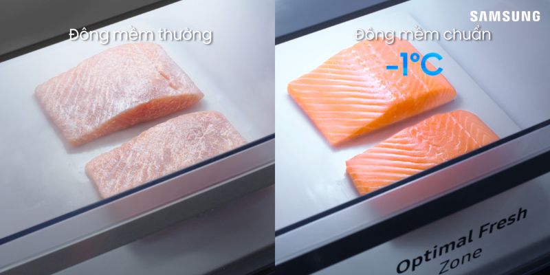 Chuẩn -1 độ sẽ giúp thịt cá vẫn giữ được độ đàn hồi, mềm mại