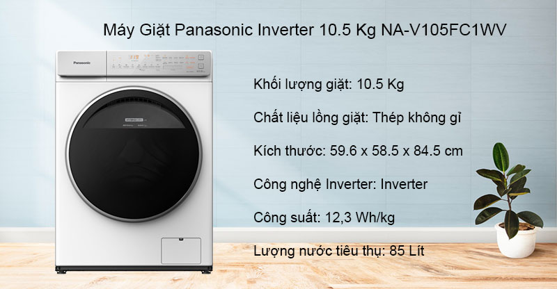 Máy Giặt Panasonic NA-V105FC1WV có công nghệ Inverter.