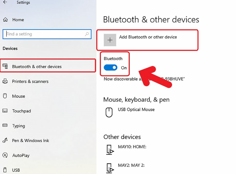 Bật Bluetooth không dây nhằm liên kết Airpod với PC