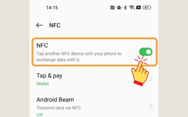 Kéo thanh gạt để bật NFC