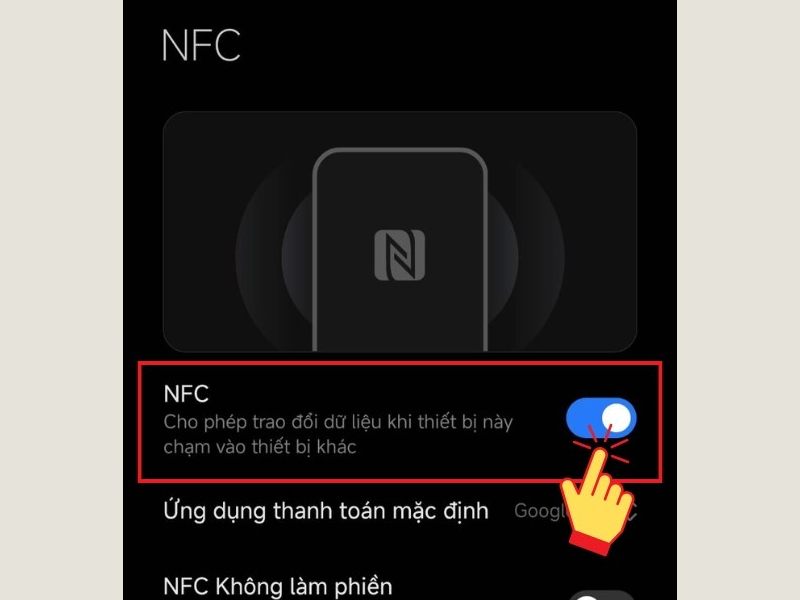 Kéo thanh gạt sang phải để bật NFC trên điện thoại Xiaomi
