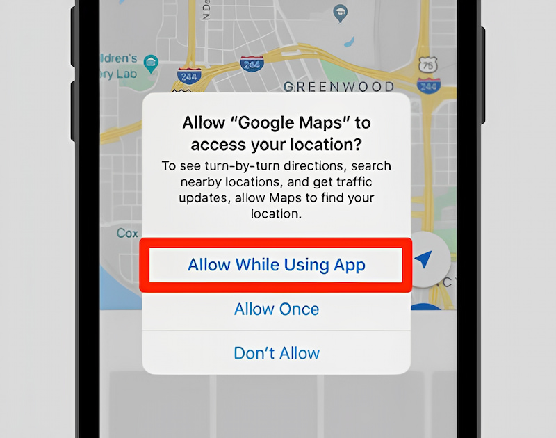 Cấp quyền truy vấn xác định Smartphone mang lại Google Maps 