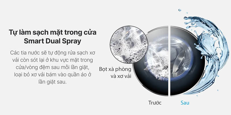 Smart Dual Spray - Tia nước đôi làm sạch mặt trong và vòng đệm cửa 