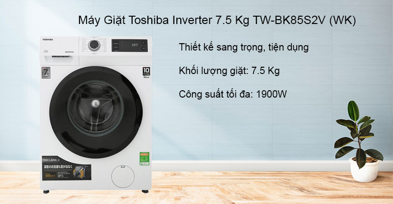 Máy Giặt Toshiba TW-BK85S2V (WK) tích hợp công nghệ Inverter – tiết kiệm điện.