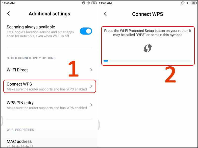 Các bước kết nối wifi bằng WPS