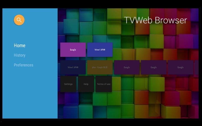 Giao diện trình duyệt TVWeb Browser trên tivi Android