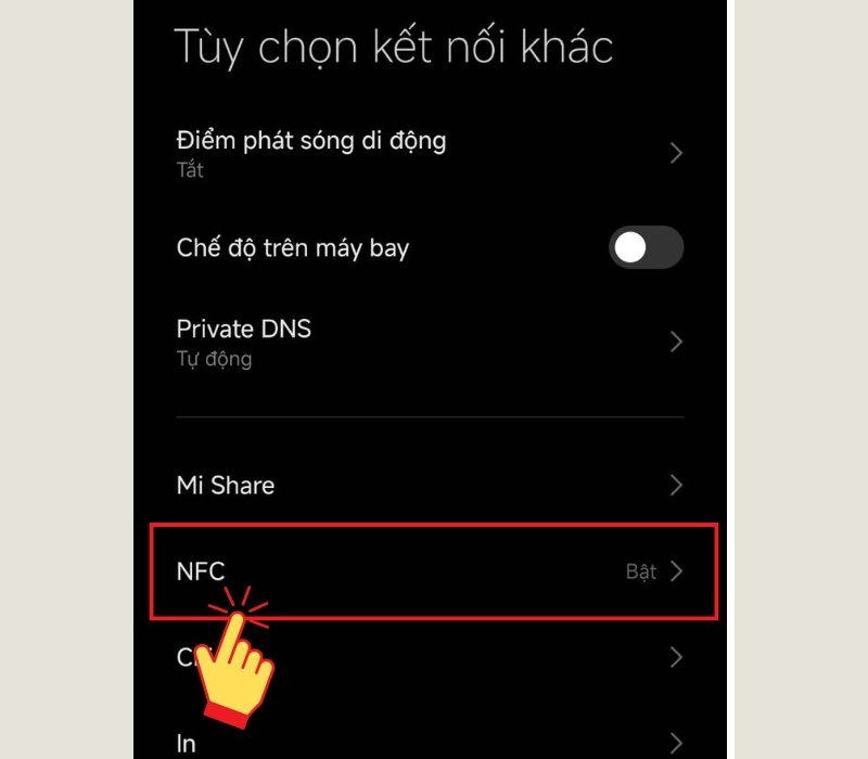 Truy cập tùy chọn kết nối khác trên điện thoại Xiaomi