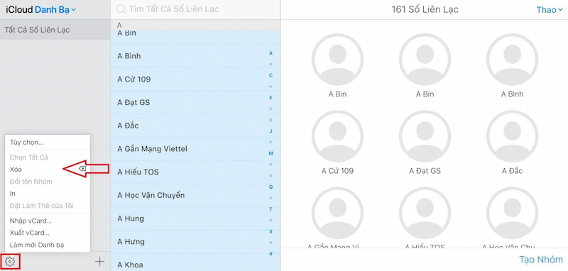 Xóa nhiều số danh bạ trùng lặp trên iPhone bằng iCloud