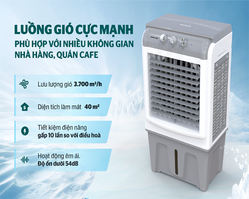 Lưu lượng gió mạnh mẽ lên đến 3.700m³/giờ