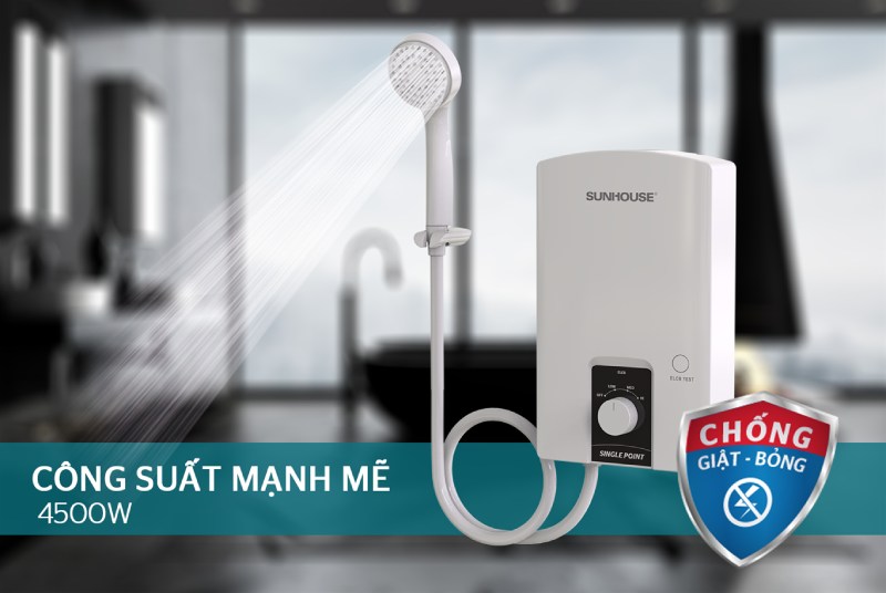 Công suất mạnh mẽ 4500W đun nước nhanh chóng 