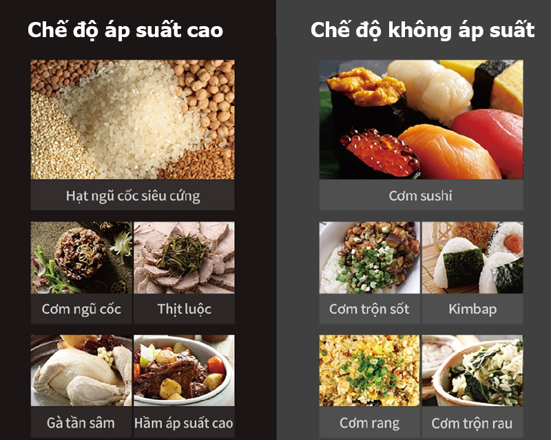 Đa dạng chế độ nấu