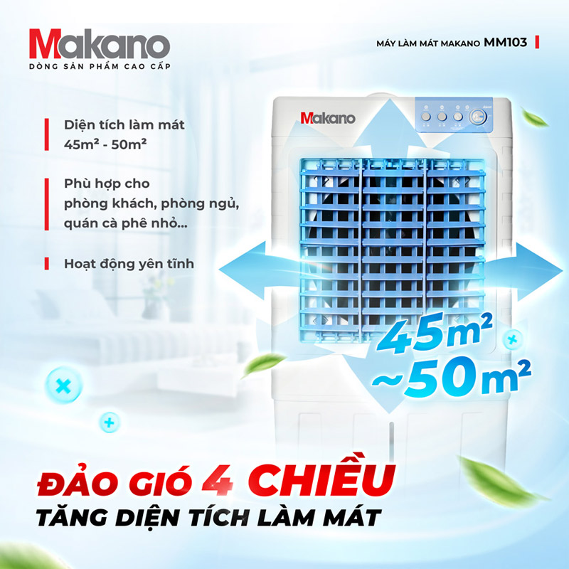 Đảo gió 4 chiều tăng diện tích làm mát