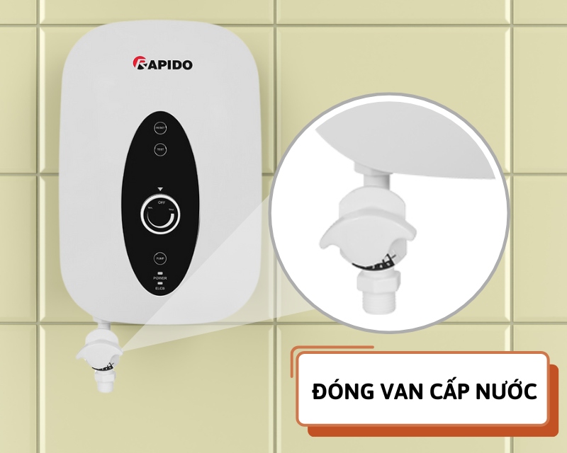 Đóng van cấp nước khi không sử dụng