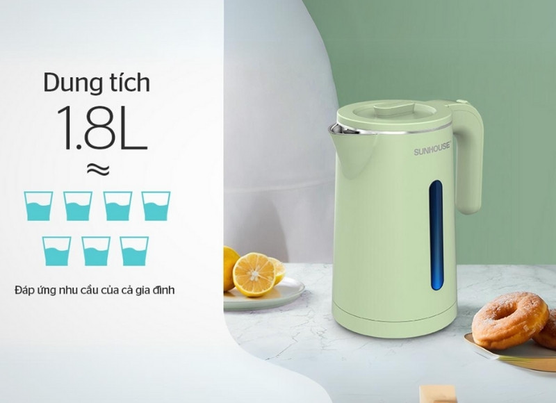 Dung tích ấm đun 1.8 lít dành cho 3-5 người