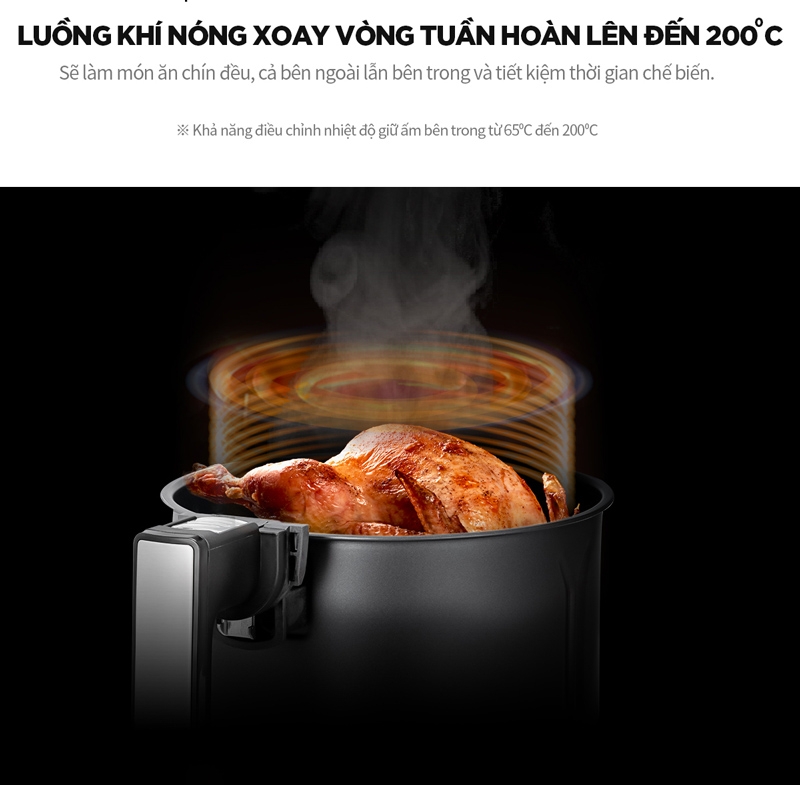 Nồi chiên CAF-F0410T/BKVNCV dải nhiệt từ 65°C - 200°C